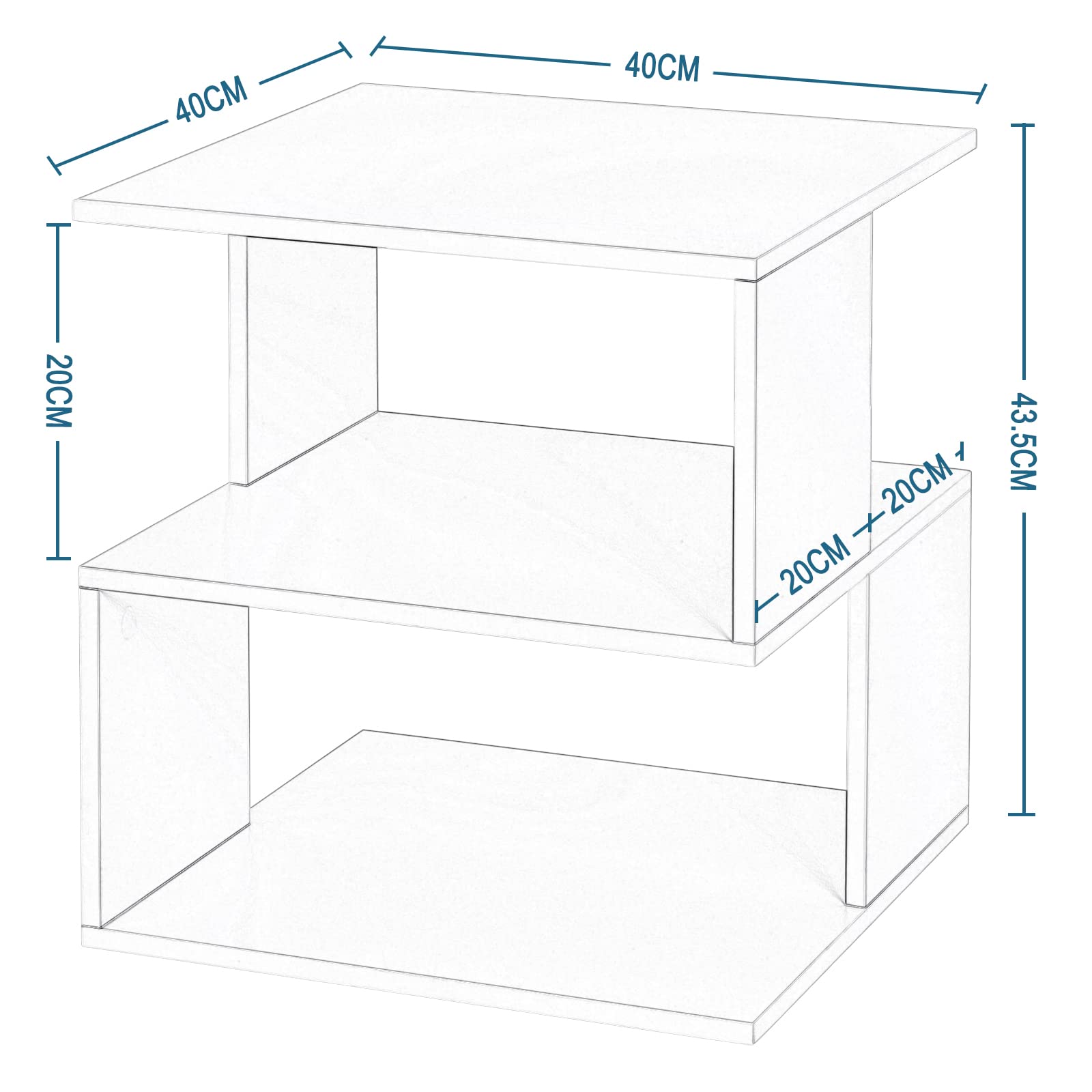 MRBLS Set van 2 nachtkastjes, boxspring, modern nachtkastje zonder laden, voor je slaapkamer, woonkamer, eenvoudige bijzettafel (mat wit) 32 x 40 x 30 cm (b x h x d