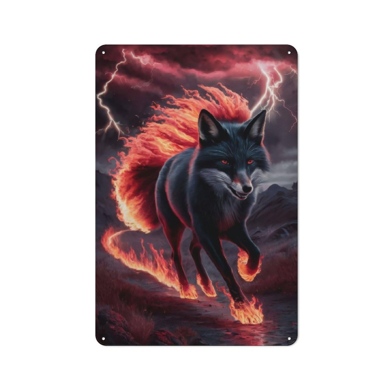 Junmoney Fox Animal Vintage Tin Sign 30X20cm With For Home Office Or Studio, For Home Office Decor Fans Refreshing A Room In Autumn