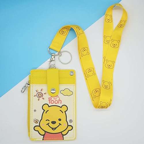Miniatura 7 de Winnie - Lindo tarjetero con cordón, tarjetero para tarjetas de crédito de identificación de Pooh, bolsa con cordón, funda para tarjetas de cuello,