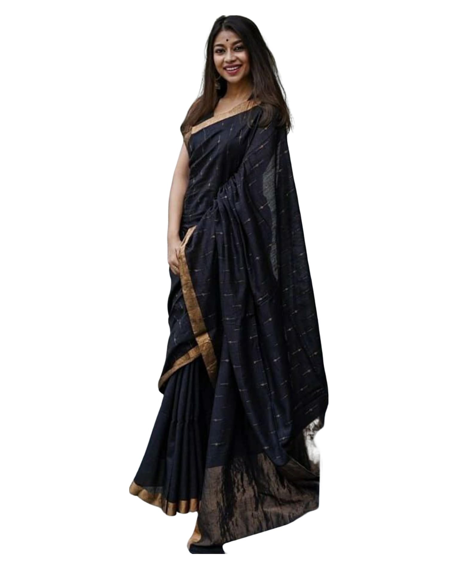 SIRIL Women's Printed Cotton Saree with Unstitched Blouse Piece