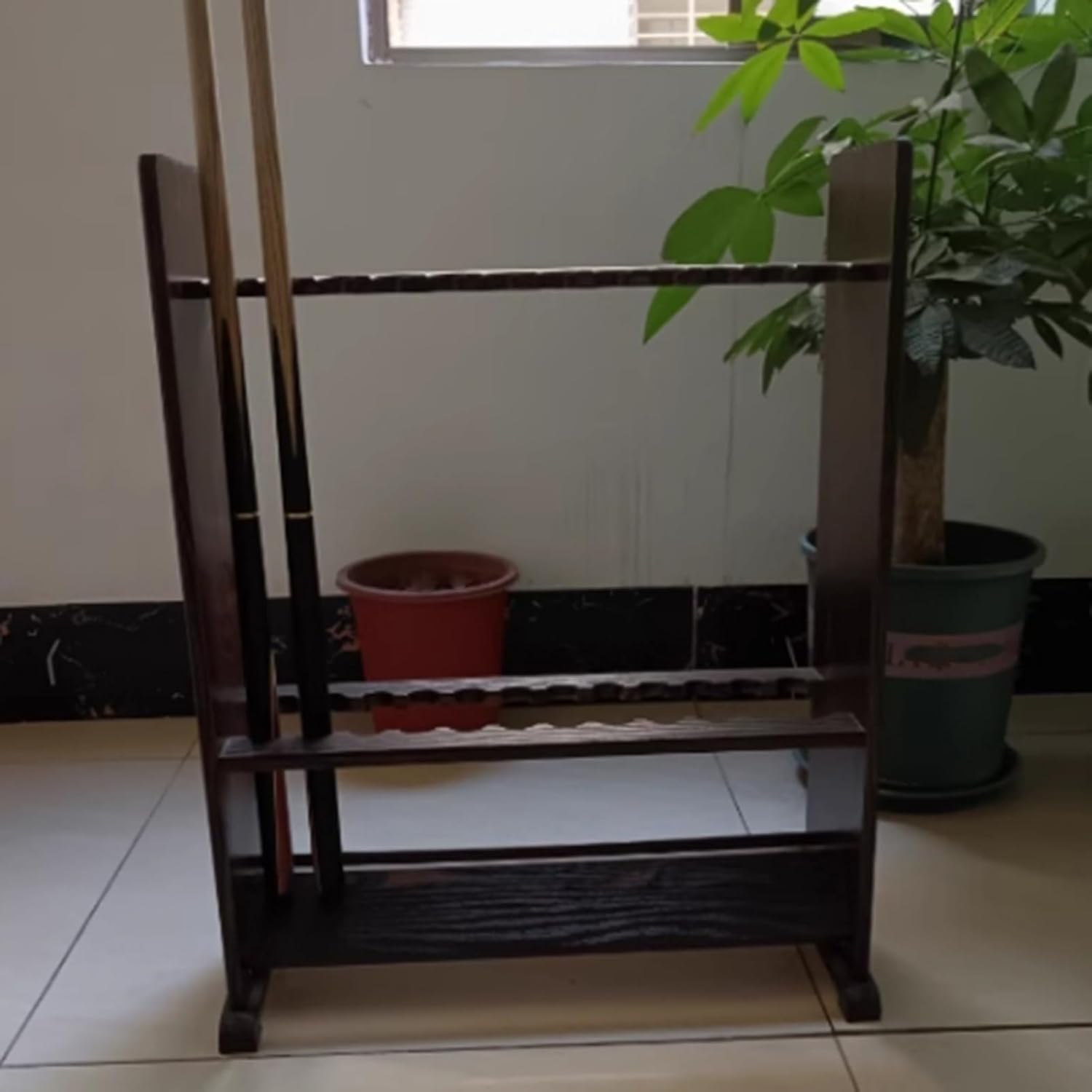 Floor Stand Cue Stick Holder,Pool Rack For At Any Size,Hardwood for 24 Cues Sticks,for Club