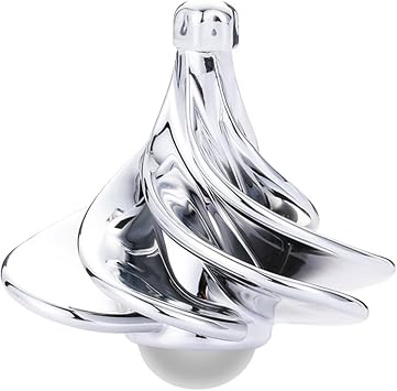 Colorful Spinning Top, Wind-Powered Gyro, Desktop Stress Relief Toy, Airflow Rotation Gyro for Relaxation Silvery