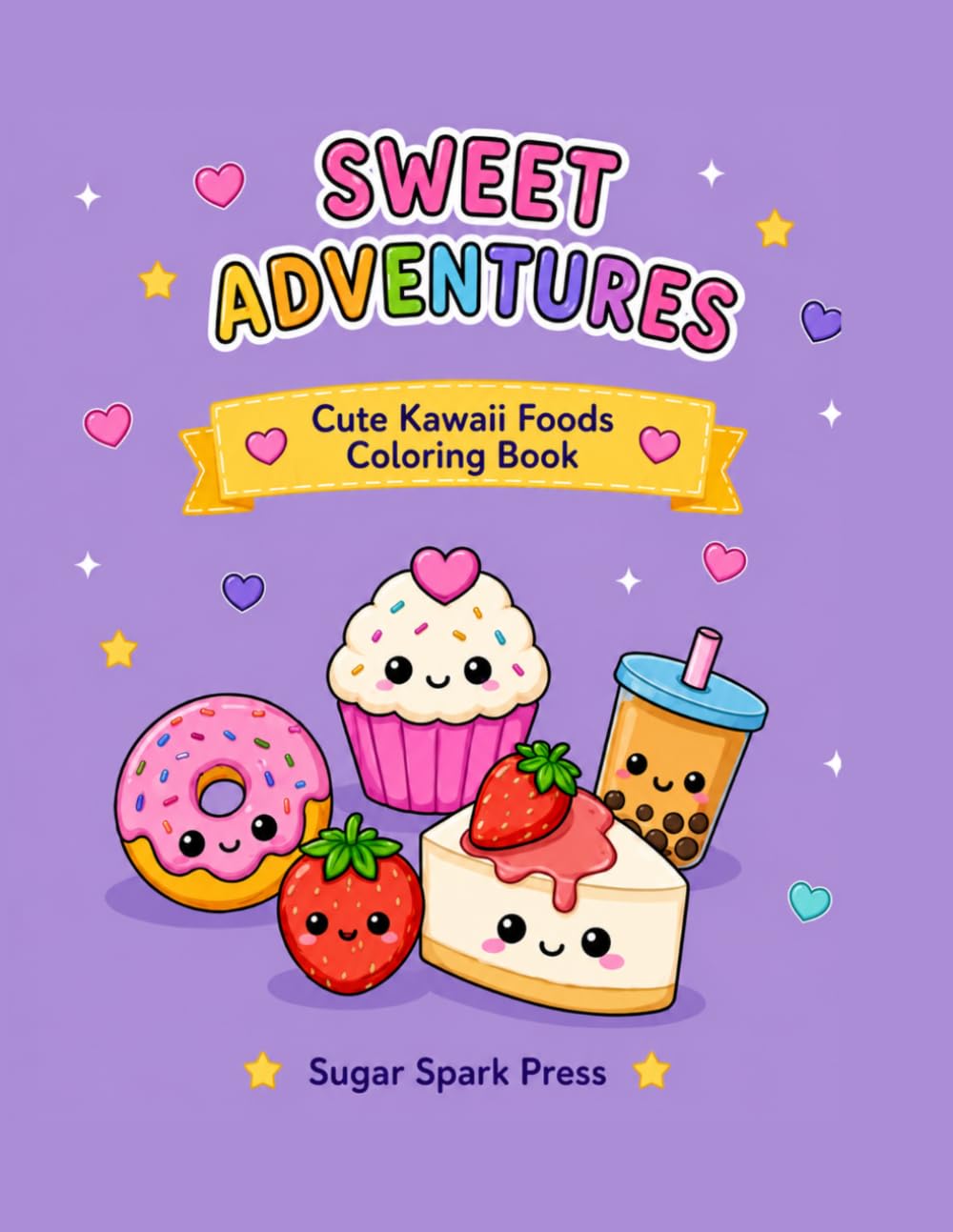 Sweet Adventures: Cute Kawaii Foods Coloring Book
