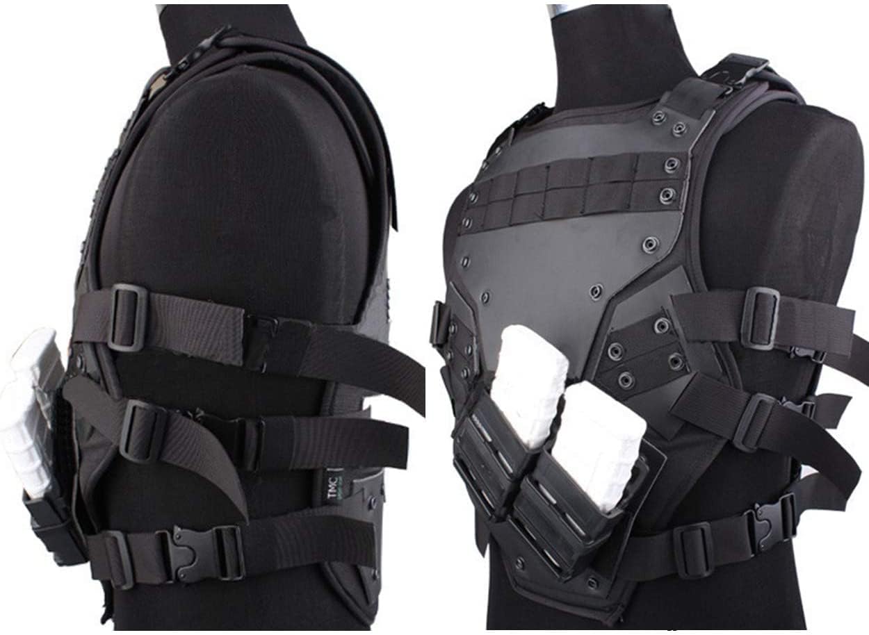 NC Airsoft Paintball Adjustable Tactical Molle Chest Protector Vest, CS Field Outdoor Combat Training Tactical Armor Vest with 2 Fast Mags : Sports & Outdoors