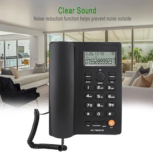 Miniatura 2 de Teléfono con cable, identificación de llamadas Teléfono Manos Altavoz Teléfono Home Office Hotel Teléfono fijo con pantalla de altavoz Inglés