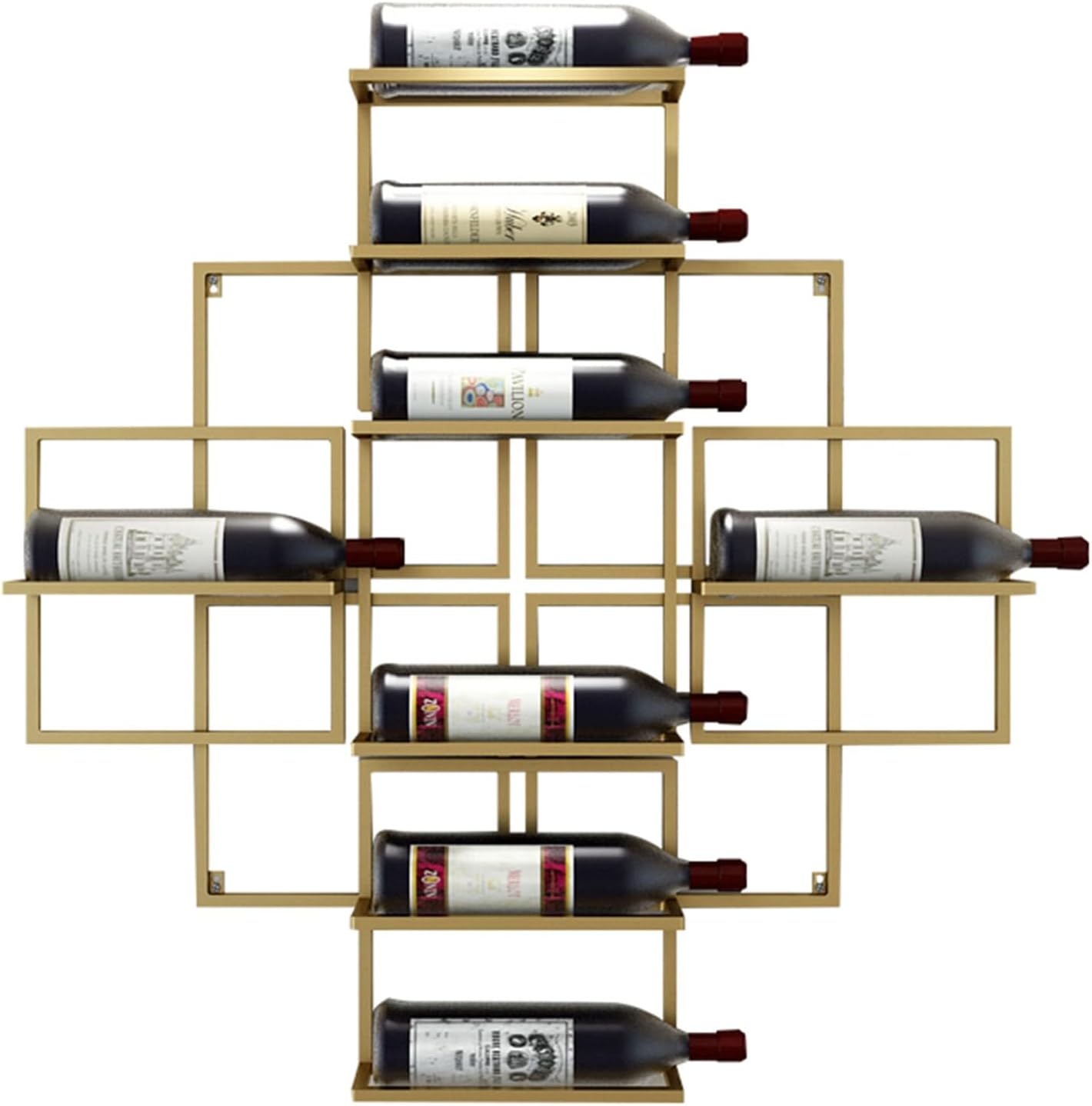 Vintage Style Wall Mounted Wine Rack with Multifunctional Metal Storage Ideal for Home Restaurant Bars and Kitchen Gold Color