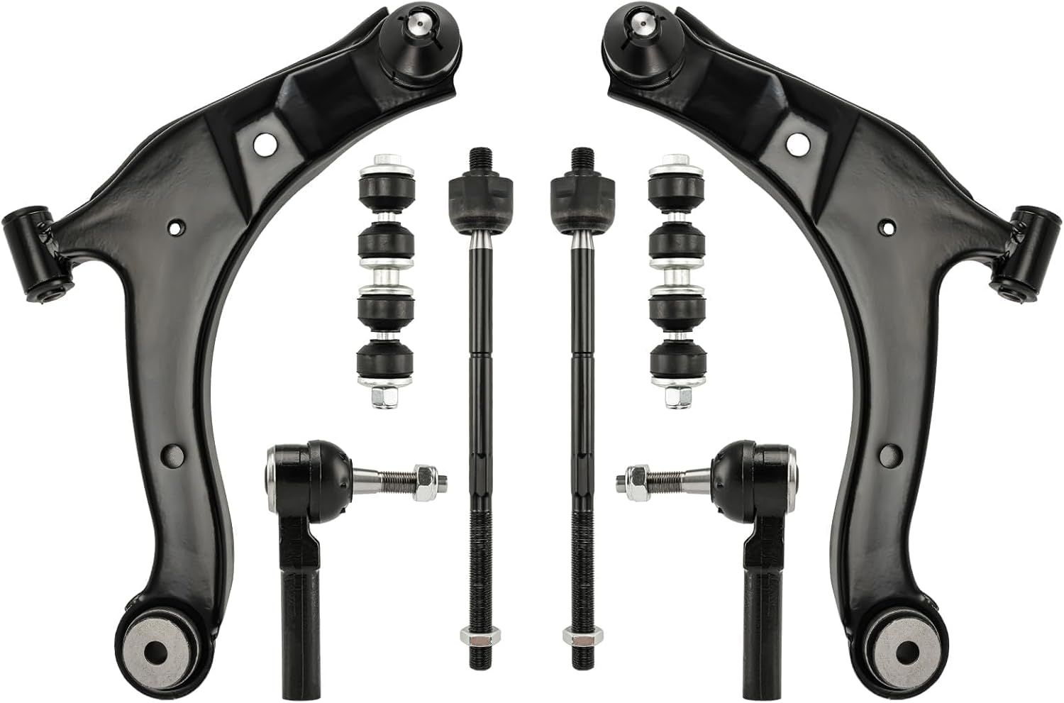 Torchbeam 8Pcs Front Lower Control Arms, Suspension Kit with Ball Joint Tie Rod End Sway Bar Link for 2001-2010 PT Cruiser, 2000-2005 Neon, Plymout-h Neon 2000-2001, Replace for K620009 K620010 EV404