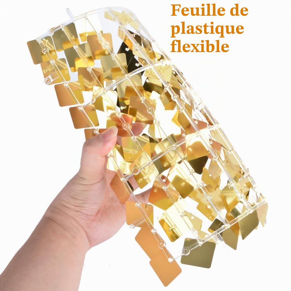 Lot de 24 panneaux carrés à paillettes - Décoration murale - 30 x 30 cm - Paillettes - Accessoire de fête d'anniversaire - Mariage doré - Mur photo - Doré clair