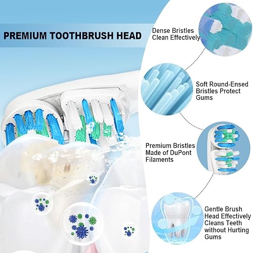 Miniatura 3 de DeBizz Cabezales de repuesto de doble limpieza compatibles con Oral B Vitality Series, se adapta a Pro 1000, Smart 1500, Genius X, cabezales de