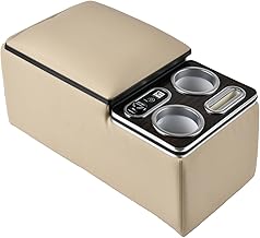 Coverado Car Center Console, Universal Rear Bench Seat Consoles, Back Seat Car Organizer, Seat Organizer with Cup Holder+Phone Holder, Central Armrest Box Back Seat Storage Box (Upgraded, Beige)