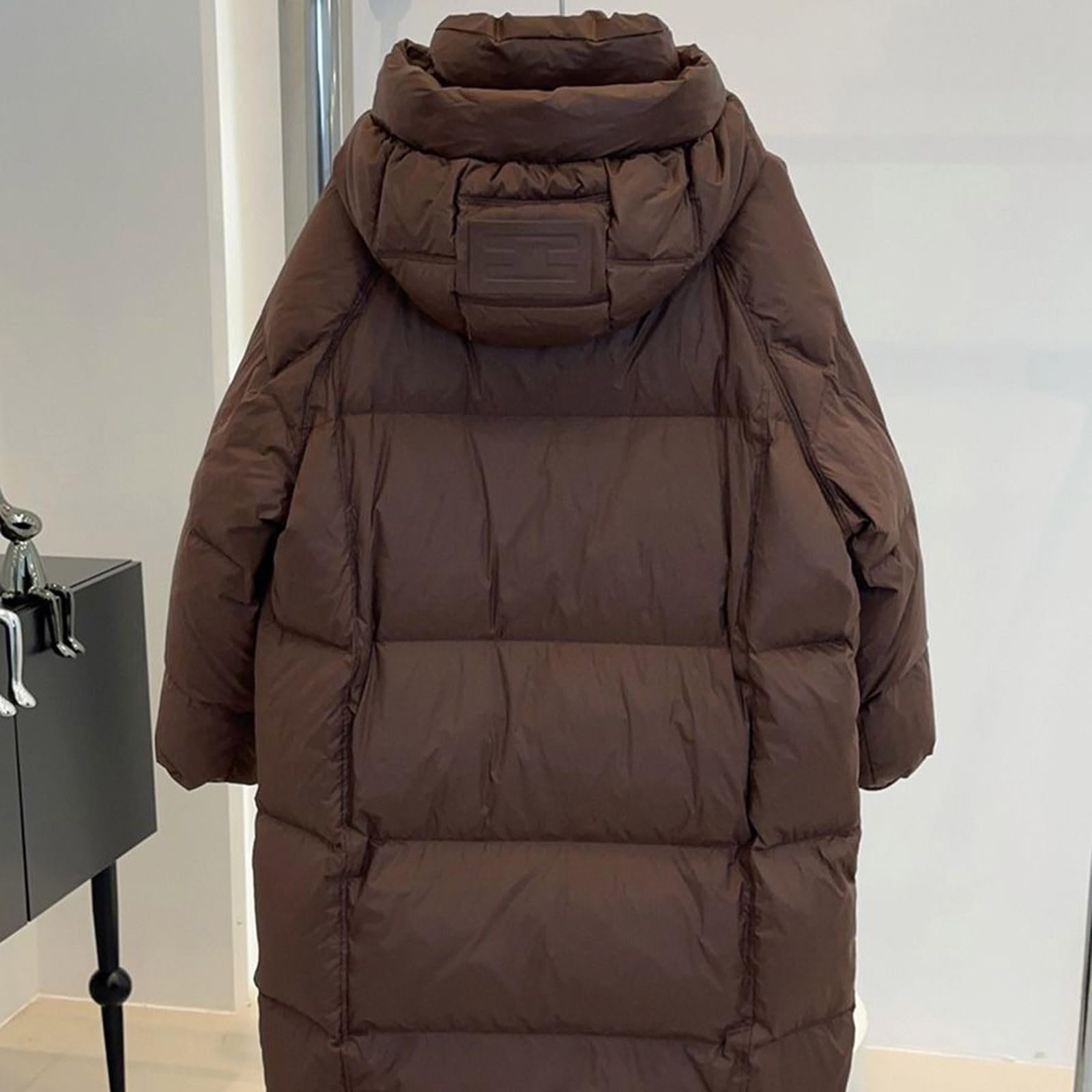 Genérico Chaqueta Larga Mujer Invierno,Abrigo TéRmico De Invierno Largo Grueso Y CáLido Alternativo Al PlumóN Con Capucha Resistente Al Viento Y Al FríO