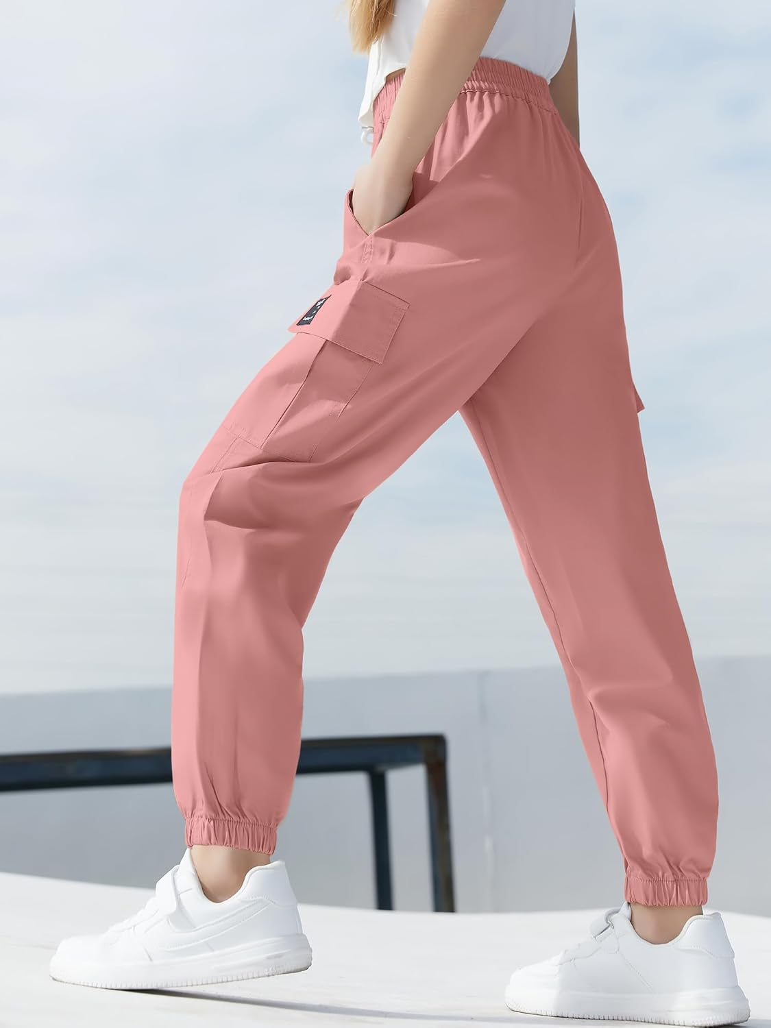 SANGTREE Girls & Womens Drawstring Cargo Jogger Pants,3 Years - Women 3XL - Image 5