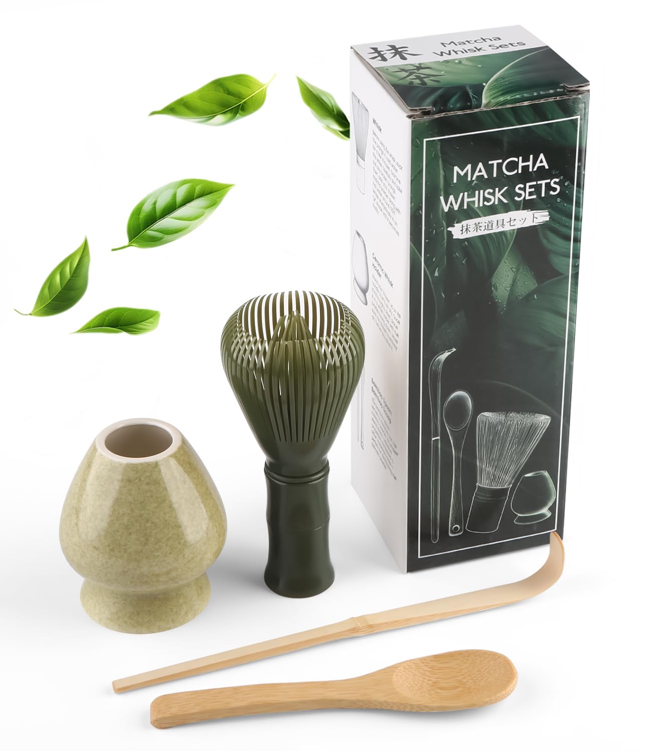 4pcs Matcha Set Which Resin Manufacturing Matcha Whisk, Matcha Bowl, Chasen, Matcha Spoon,Ideal Starter Matcha Kit for Easy Matcha Making