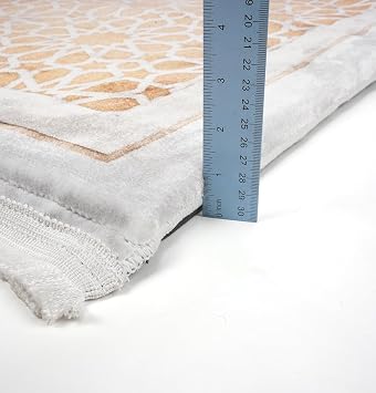 Modefa Foam Prayer Rug - Thick Padded Prayer Mat Cushioned Thick Prayer Mat - Large Long Soft Muslim Prayer Rug Velvet Digital Print (Lattice - Gold)