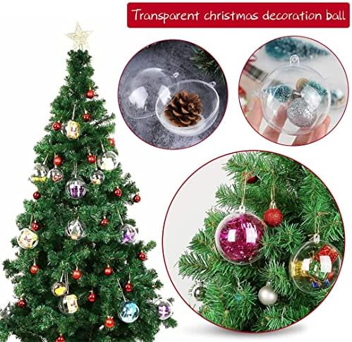 LATERN 20Pcs Transparent Christmas Ball, 10CM Plastic Acrylic Fillable Ball Clear Christmas Tree Decorations Balls Christmas Baubles Ornament for Xmas Tree Wedding Party Decor