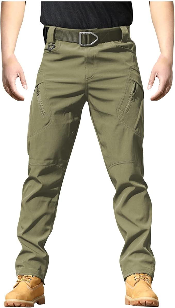 OIOLOYJM Military Cargo Pants for Men Hiking Relaxed Fit Work Waterproof Stretch Tactical Lightweight Outdoor Travel Pant