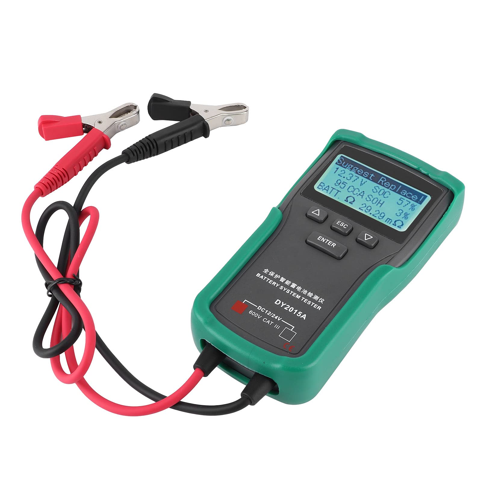 Probador de batería de Torvex, analizador de carga de voltaje 12V - 24V para verificación de la batería del automóvil, DY2015A Capacidad de control, Herramienta de prueba de carga