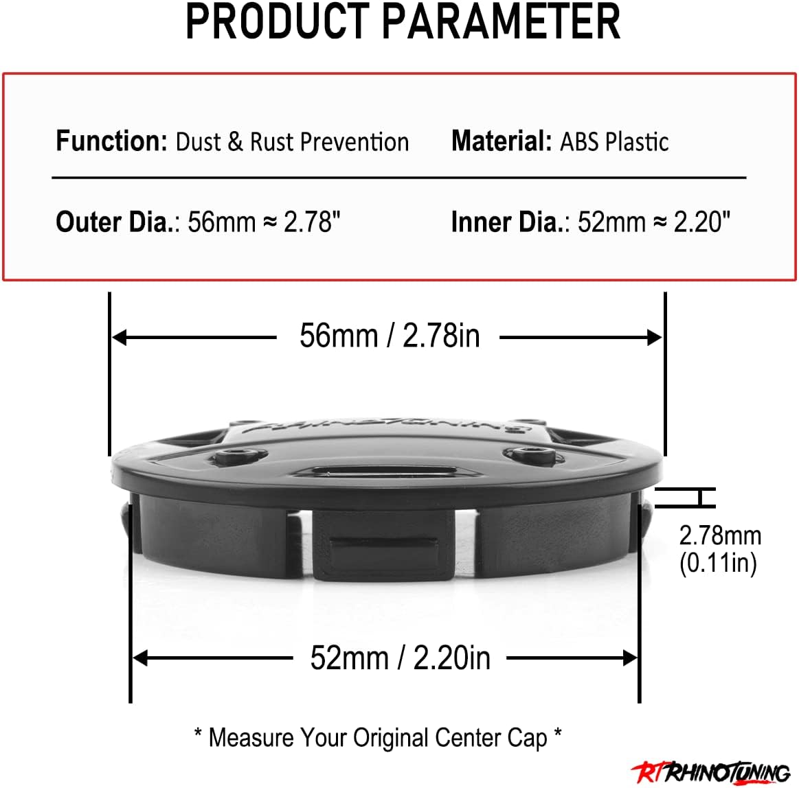 RTrhinotuning 4pcs Wheel Center Caps Compatible with Beetle Cabrio Golf Jetta Variant 2003-2010 Hub Caps 1J0 601 171 Black Center Caps for Rims