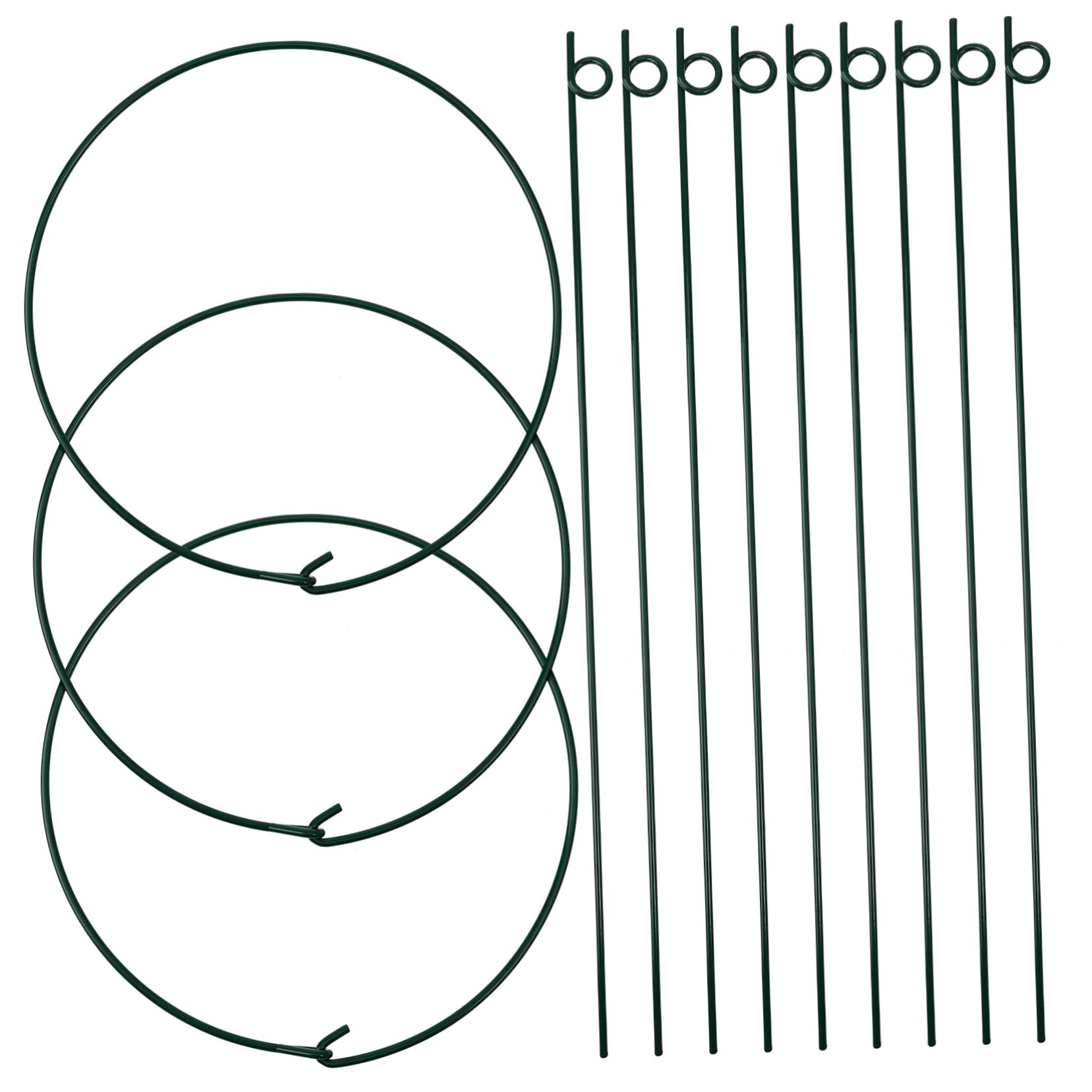 Lot De 3 Tuteurs De Jardin Vert pour Plantes Grimpantes 25/40 Cm, Treillis De Support Robuste en Fer Revêtement Esthétique, Cages à Pivoines Polyvalentes pour Extérieur Et Intérieur