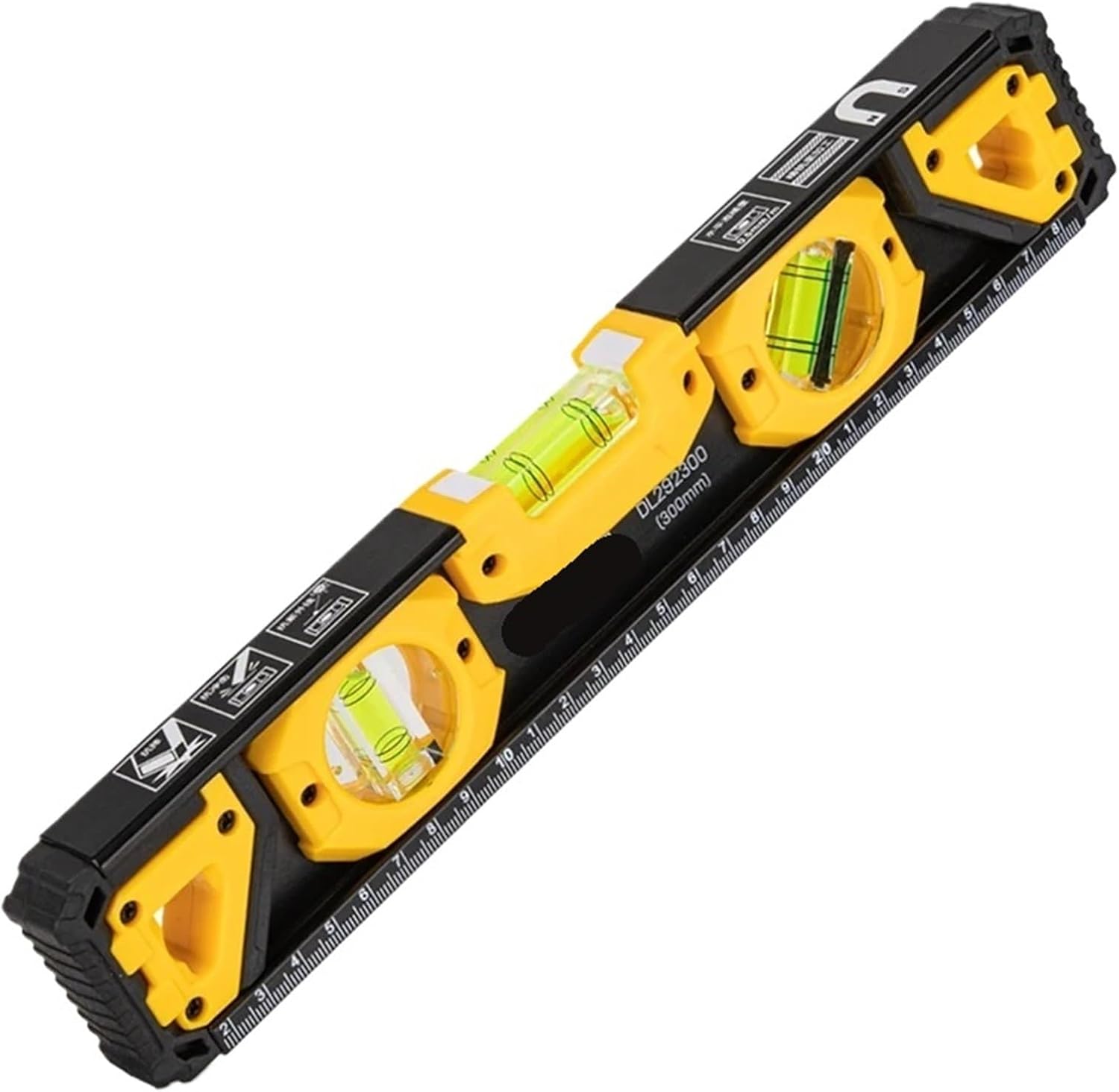 1pc High Precision Solid Aluminum Level Measuring Instruments Anti-drop Strong Magnetic Bubble Level Balancer Ruler(300mm)