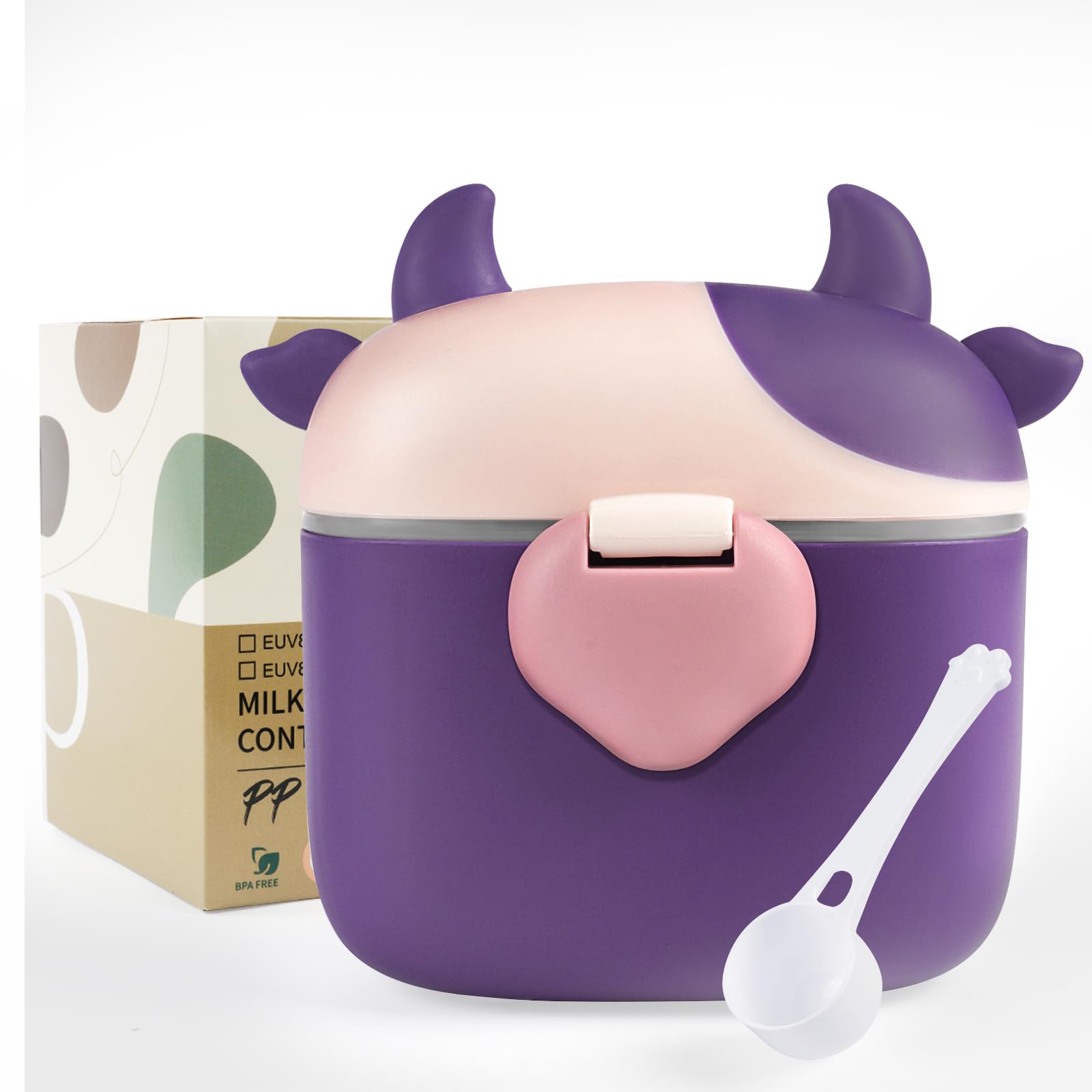 Aolso Milchpulver Portionierer, Baby Milchpulver Container, Milch Pulver Spender, Milchpulver Dose Baby mit versiegeltem Deckel und Löffel, 230 g Milchpulver, Säuglingsnahrung Kasten (Lila)