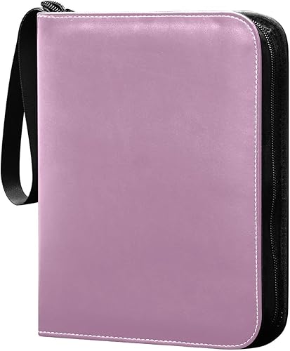 Opera Mauve Trading Card Album in Durable PU Leather, Secure Zippered Design, Double Sided Binder