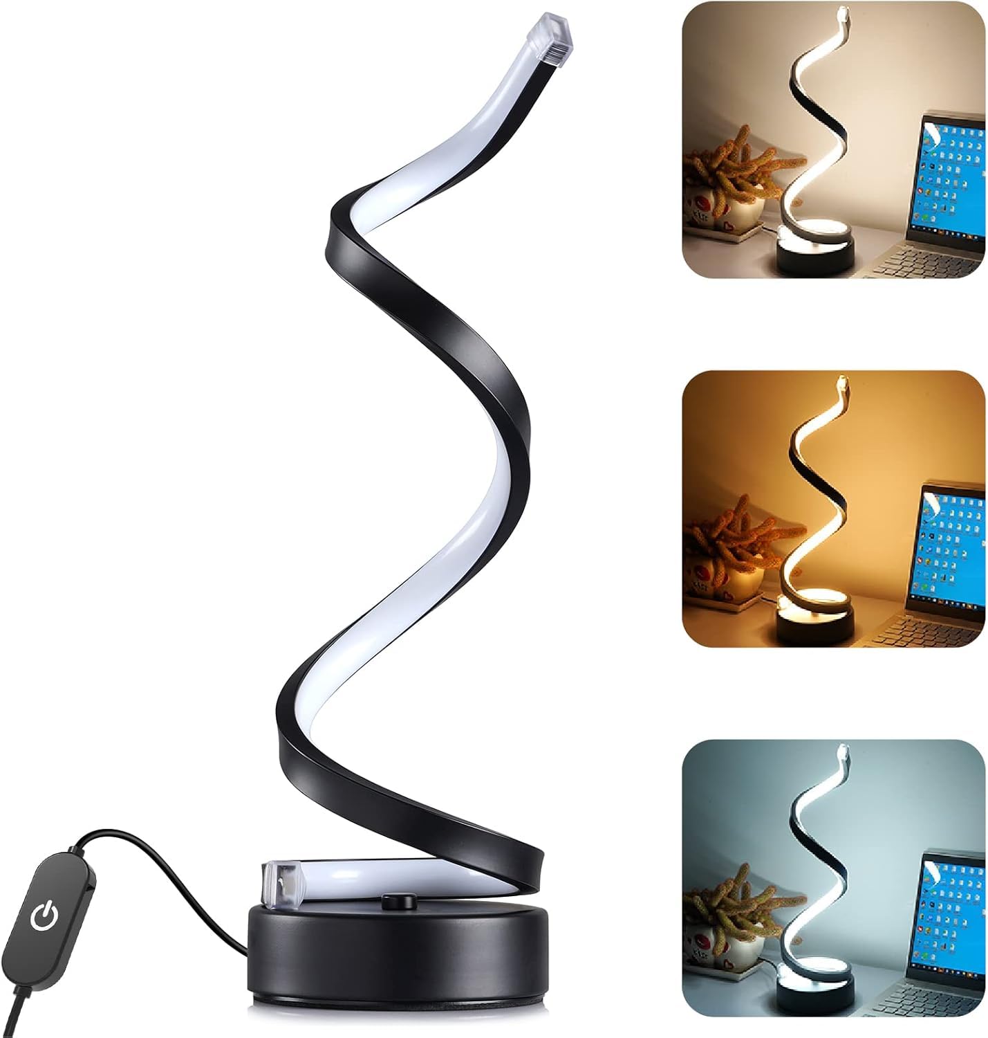 SRDREAMYDEAL® Spiral Table Lamp Curved LED Desk Lamp Bedside Lamp 3 Colors Dimmable Contemporary Minimalist Lighting Design Perfect Material for Bedroom Living Room