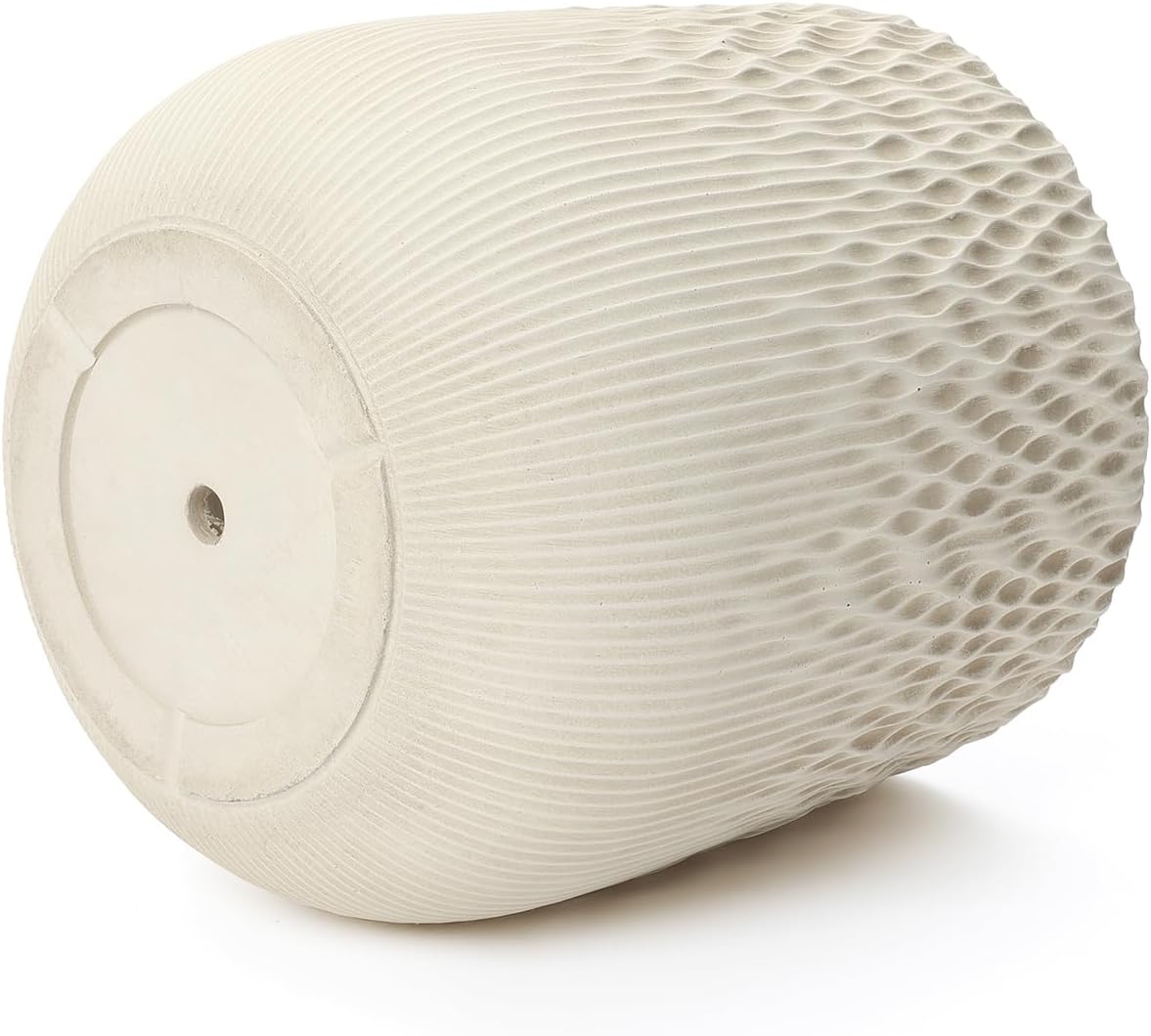 LuxenHome 14" H Beige Round Tall Planter, Outdoor Indoor Large Plant Pot with Drainage Hole and Rubber Plug, Flower Pot for Plants, Modern Texture Planters for Home Garden