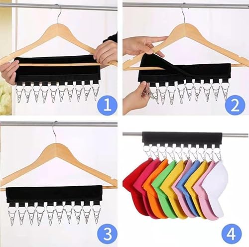 Miniatura 3 de JasWell Organizador de sombreros para percha, armario, sombreros, clips de almacenamiento para sombreros de béisbol, accesorios de invierno, 2