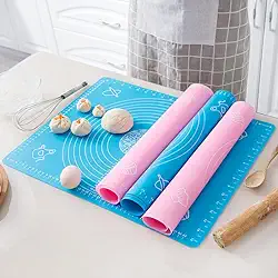 Tapete Culinário de Silicone, 50x40cm, Antiaderente, para Preparo de Massas, Pães e Bolos, Forro de Assadeiras, com Marcações de Medida, Cores Sortidas
