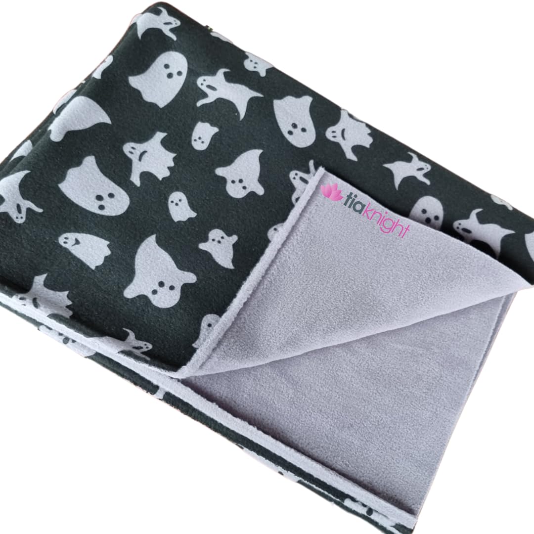 Tia Knight Double Sided Polar Fleece | Halloween Blanket Winter Throw (Ghosts- Black/Grey)