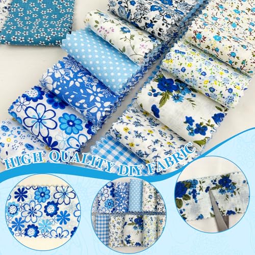 Premium 80-Piece Precut Jelly Roll Fabric Strips – 20 Vibrant Blue Floral Cotton Prints for Quilting, Sewing, and DIY Craft Projects 4 Premium 80-Piece Precut Jelly Roll Fabric Strips – 20 Vibrant Blue Floral Cotton Prints for Quilting, Sewing, and DIY Craft Projects - Image 3