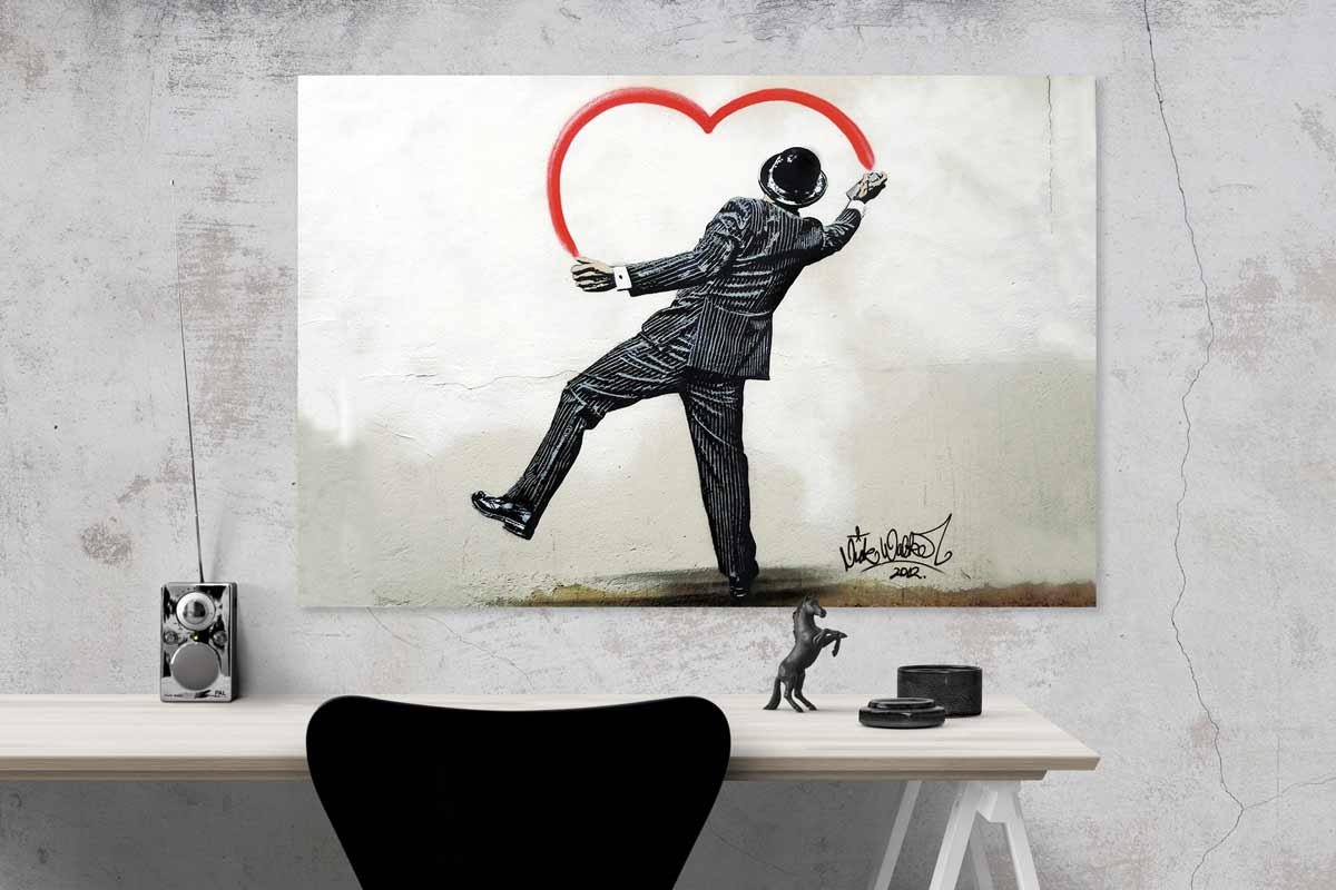 Streetart Banksy - Póster para habitación (90 x 140 cm), diseño de corazón