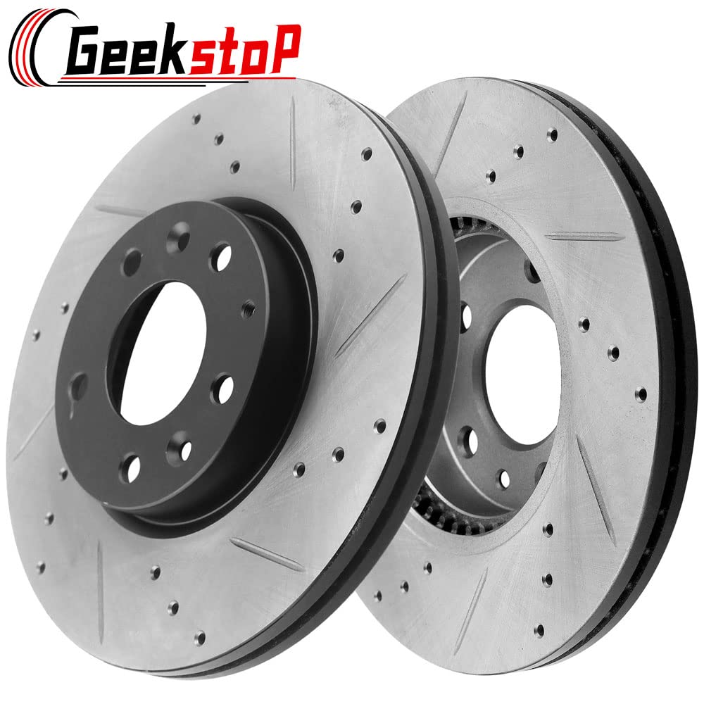 Amazon.com: Geekstop Drilled & Slotted Front Brake Rotors