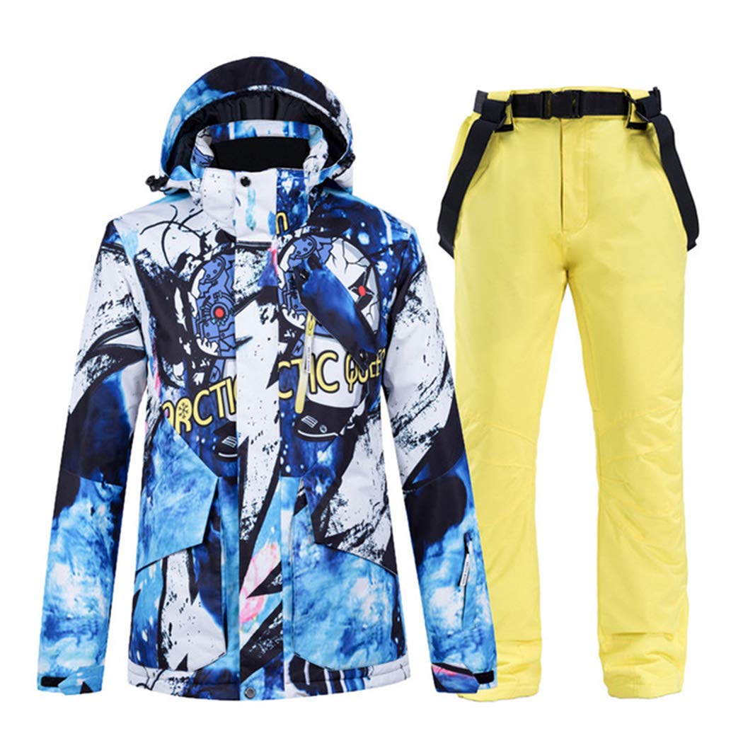 Himax Abbigliamento da sci per uomo donna impermeabile tuta da sci per uomini spessi caldo sci giacca da neve + snowboard pantaloni da sci Set giallo. L