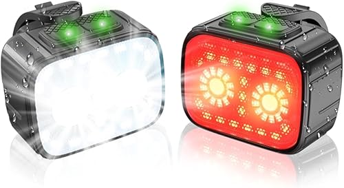 Luces de bicicleta recargables para bicicleta, luz súper brillante, 8+12 modos, IPX6 impermeable, luces de bicicleta para conducción nocturna,
