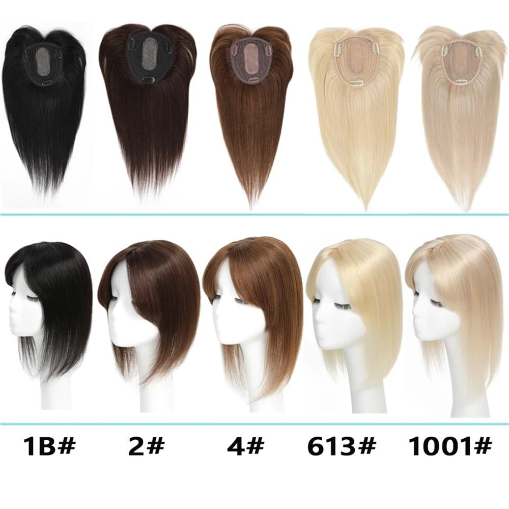 Suplement do włosów ludzkich dla kobiet, oddychająca podstawa z 3 antypoślizgowymi klipsami, treska 12 x 13 cm z frędzlami (Honey Brown, 12 cali, 30 cm)