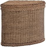 Rattan Wäschekorb / Wäschetruhe mit stabilem Deckel Form Eck Truhe Ecke (Vintage Braun)