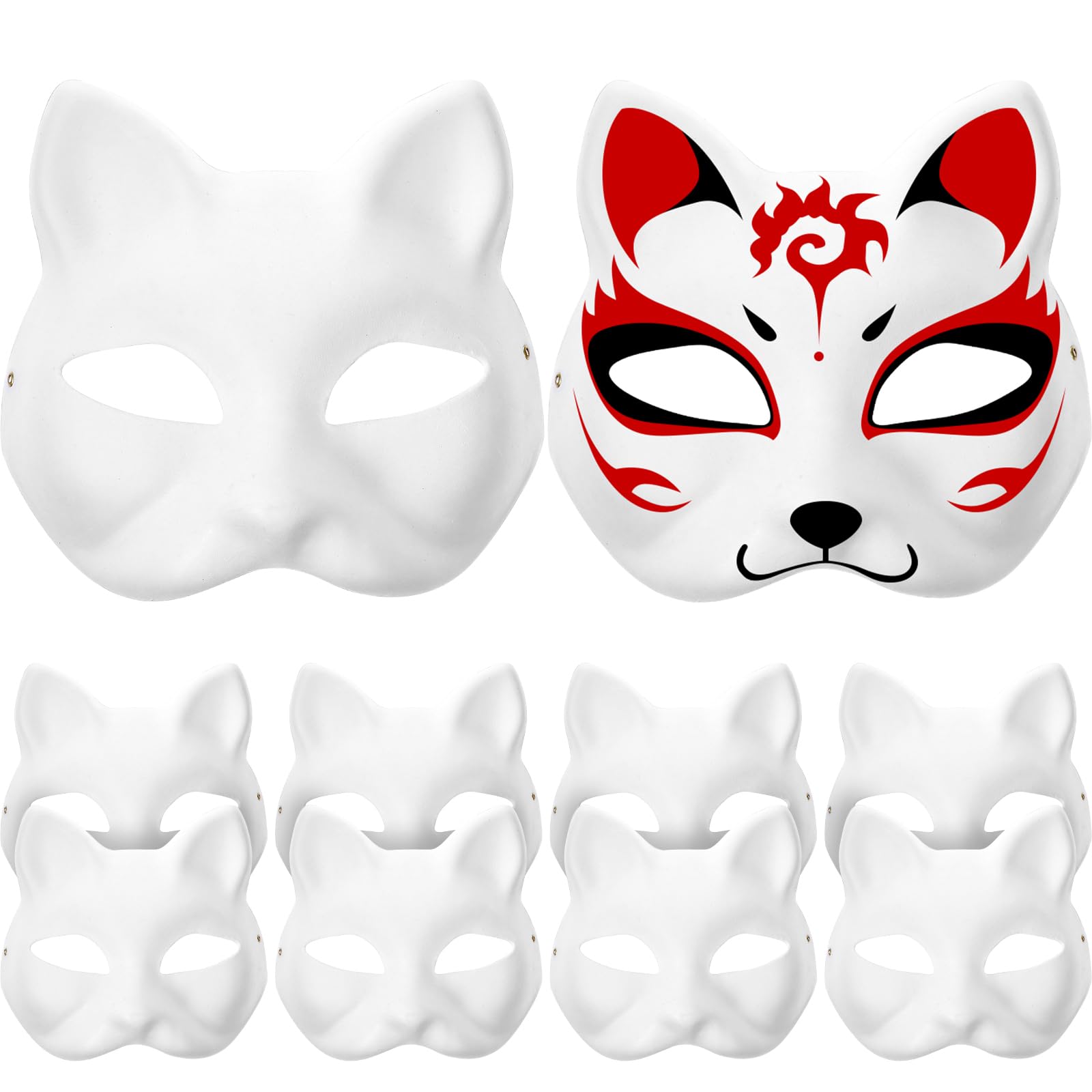 Ipetboom Cat Mask 10 Pcs Masks White Cat Masks to Paint Blank Animal Dress Up Masks DIY White Masks Half for Masquerade Halloween Kids Cosplay Masks Costume Cat Party Favors
