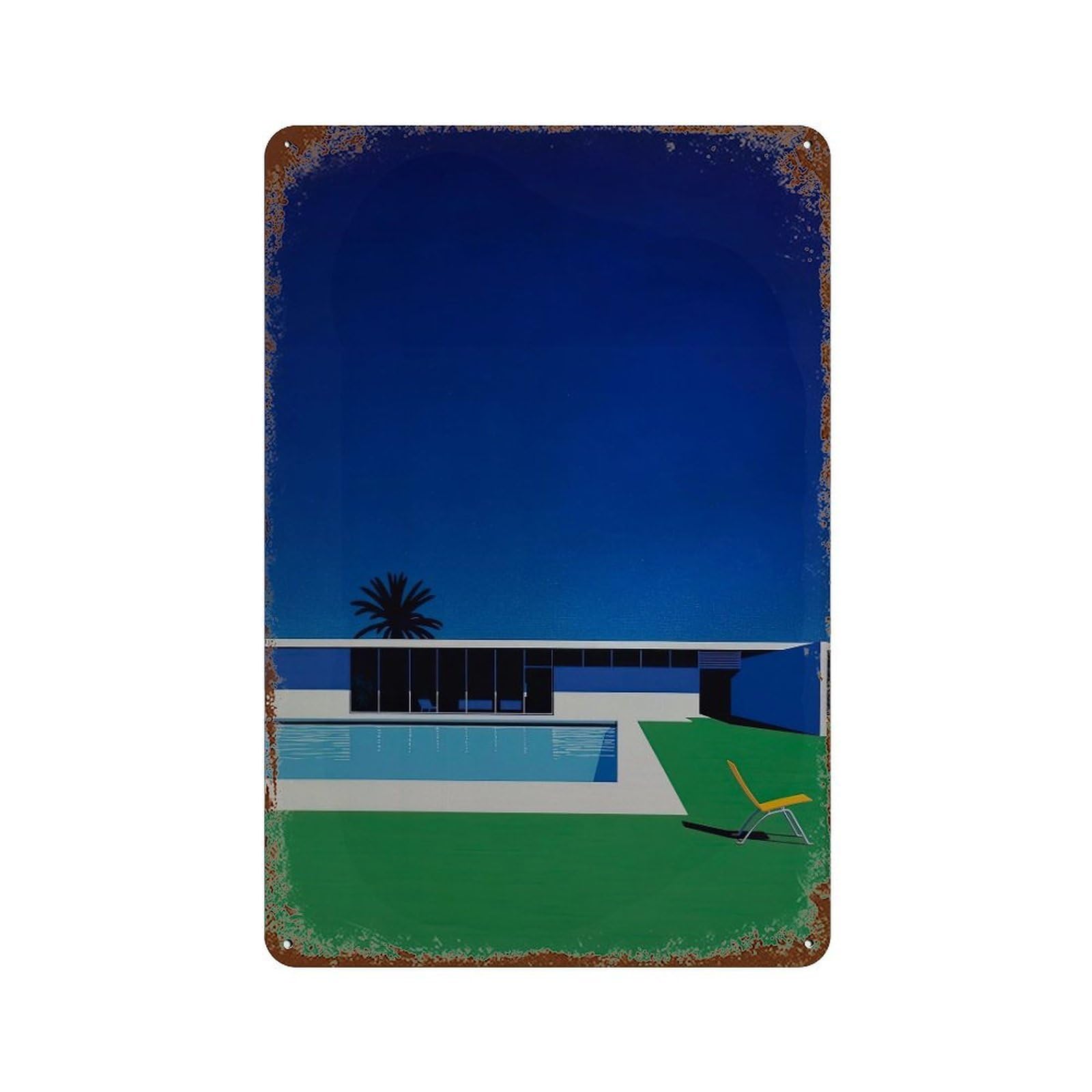xiaoxiaoshen Modern Poolside House. Hiroshi Nagai Japanese City Pop Wall Decor Art Metal Tin Poster Modern Home Decor Art Home Bar Shop Decorations Vintage Sign 30x20cm