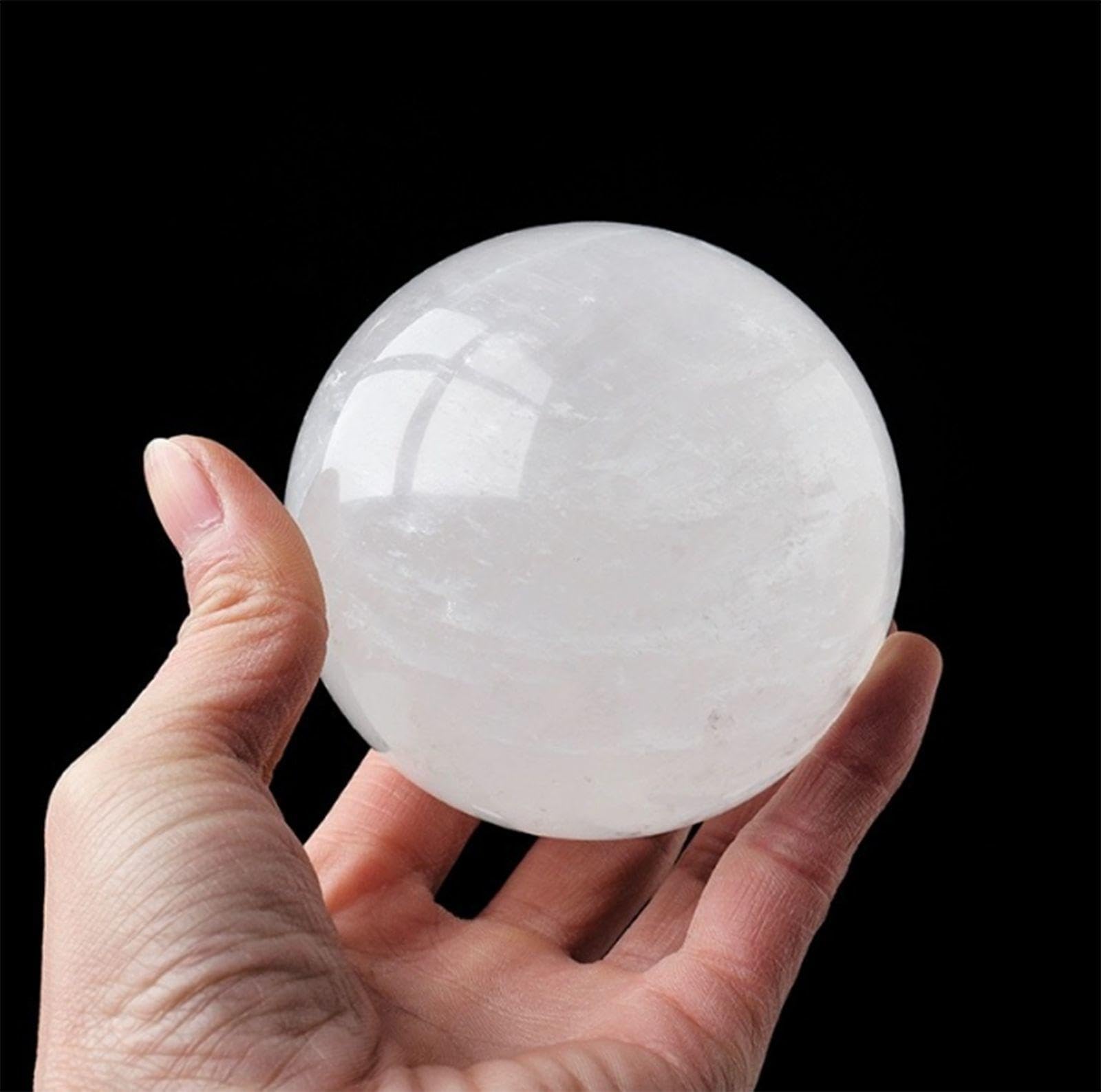 Białe Kryształowe Kule Naturalny Kamień Szlachetny Kula Polerowany Okrągły Kamień Dekoracyjny Kula Rzeźba Fengshui Ozdoba Do Uzdrawiania Reiki I Medytacji,10cm/3.9in