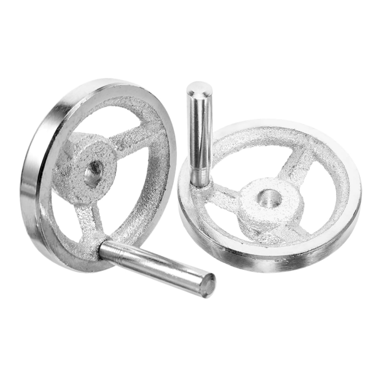 VILLFUL 2pcs Hand Wheel Revolving Knob Replacement Wheel Hand Crank Handwheel for Milling Machine Lathe Handwheel Crank Handle Wheel with Handle Replacement Handwheel Carbon Steel Silver