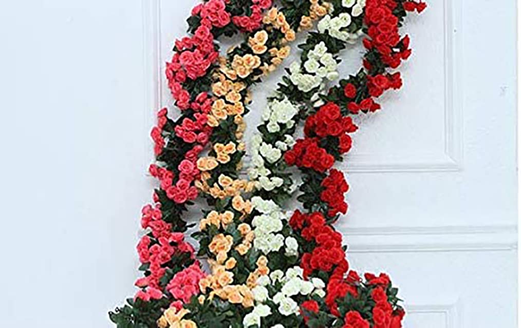Thiccywoov 6-Pack Pink Silk Rose Garland - 45ft Artificial Flower Vines For Wedding, Party, Wall Decor