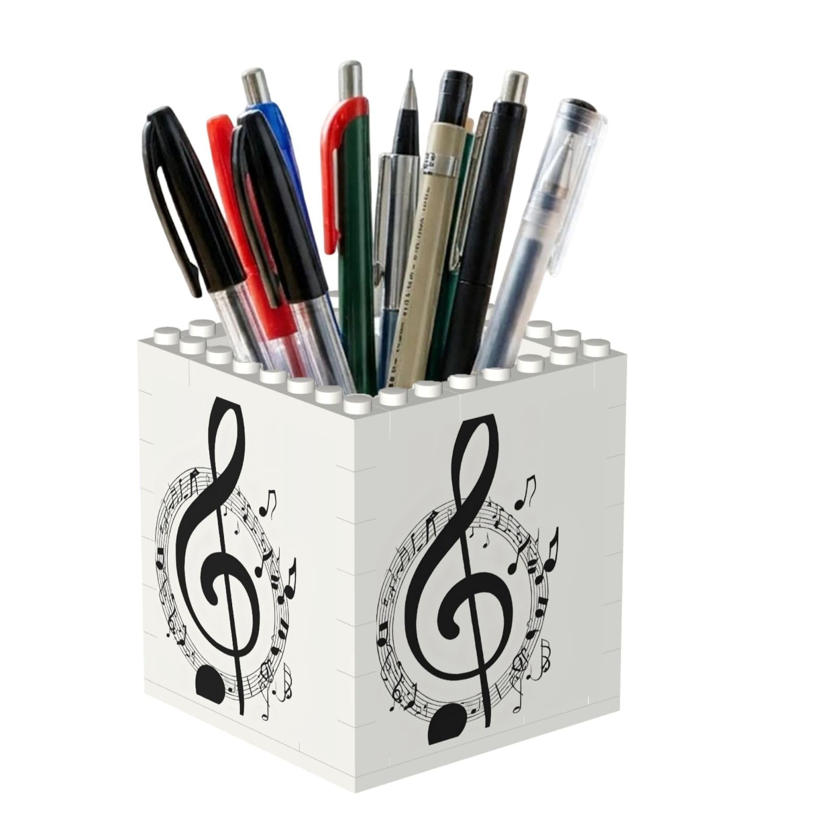 ESNAIUVCD Music Print Print Building Block Pen Holder - Pencil Holder For Desk/Classroom,Desk Accessories, Multifunctional Office Supplies Pen Organizer Pencil Cups(2pcs)