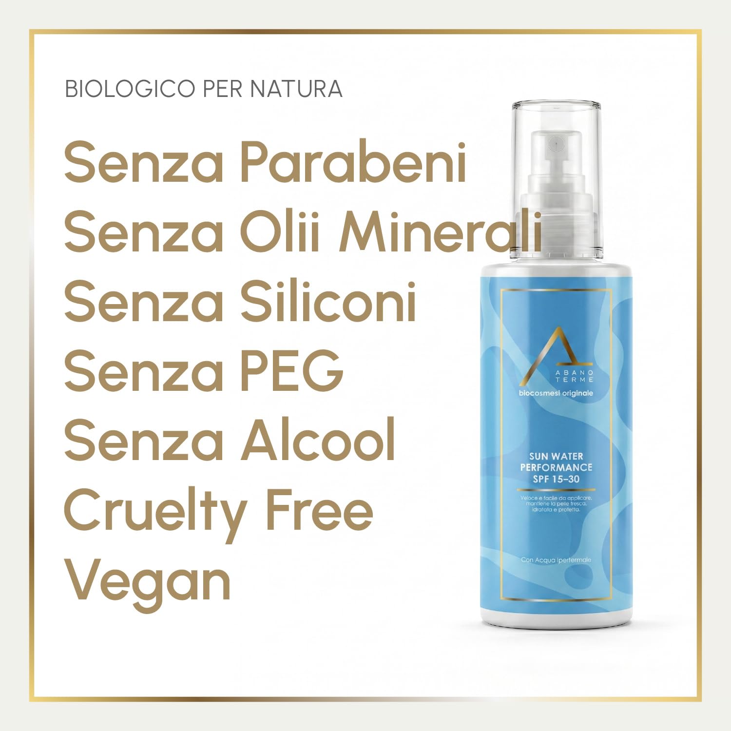 Eau de bronzage solaire 150 ml, spray SPF 15 BIO, transparent