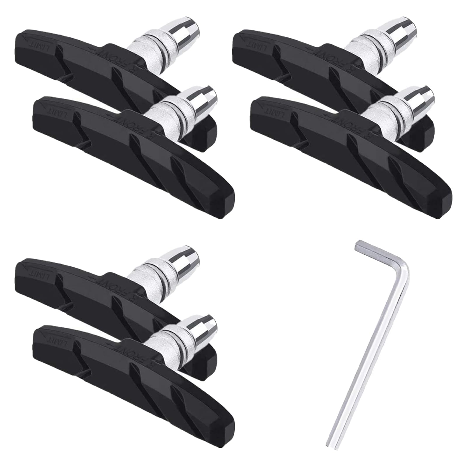 3 Pairs Bike Brake Pads, V-Brake Pads, Brake Pads For Bicycle with Hexagonal Spanner for Road Bikes and Mountain Bikes