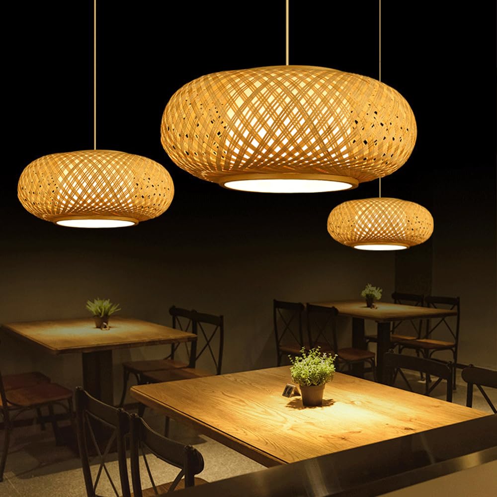 Ręcznie tkany klosz, pleciony bambusowy wiszący oprawa oświetleniowa w stylu chińskim, lampa wisząca do restauracji lub herbaciarni w stylu chińskim, japoński bambusowy żyrandol, regulowane