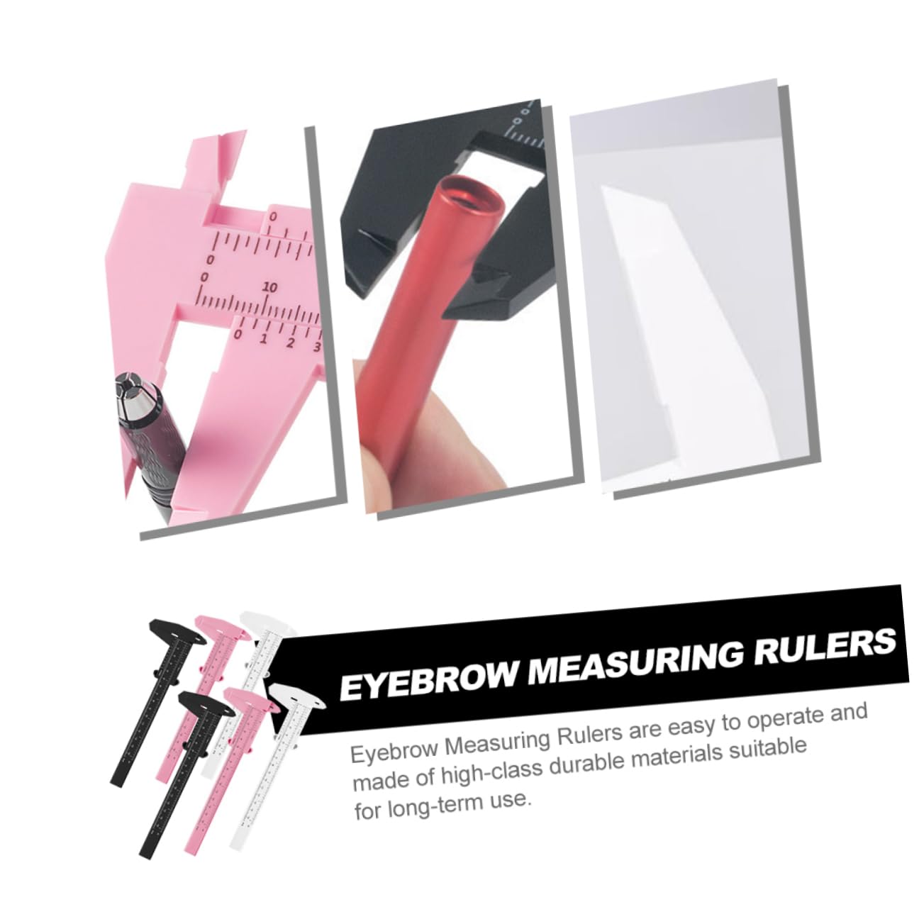 Outanaya 6pcs Eyebrow Measure Rulers Portable Calipers for Accurate Eyebrow Shaping and Mapping High-strength Materials White Colors for Professional and Home Use