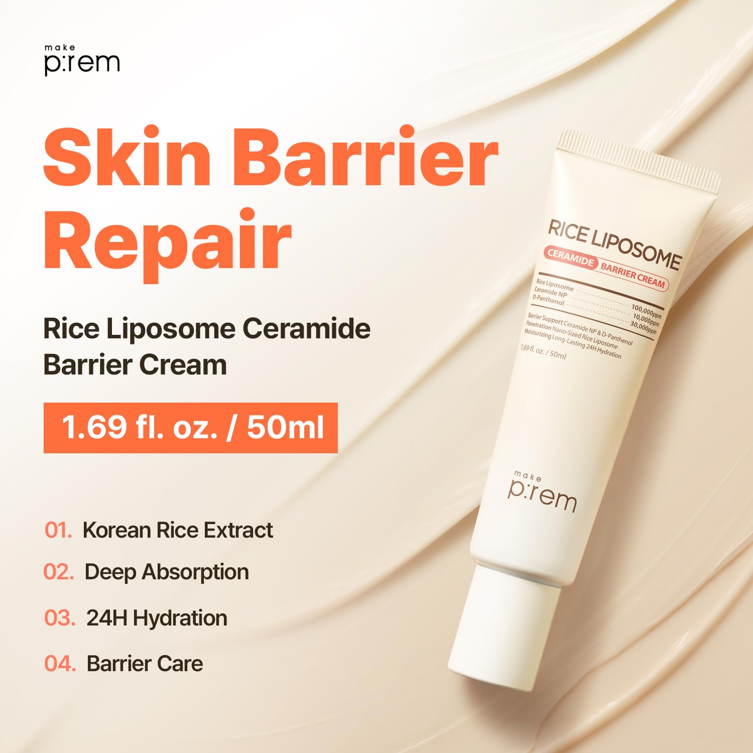 Amazon.com: MAKE P:REM Rice Liposome Ceramide Barrier Cream, Skin