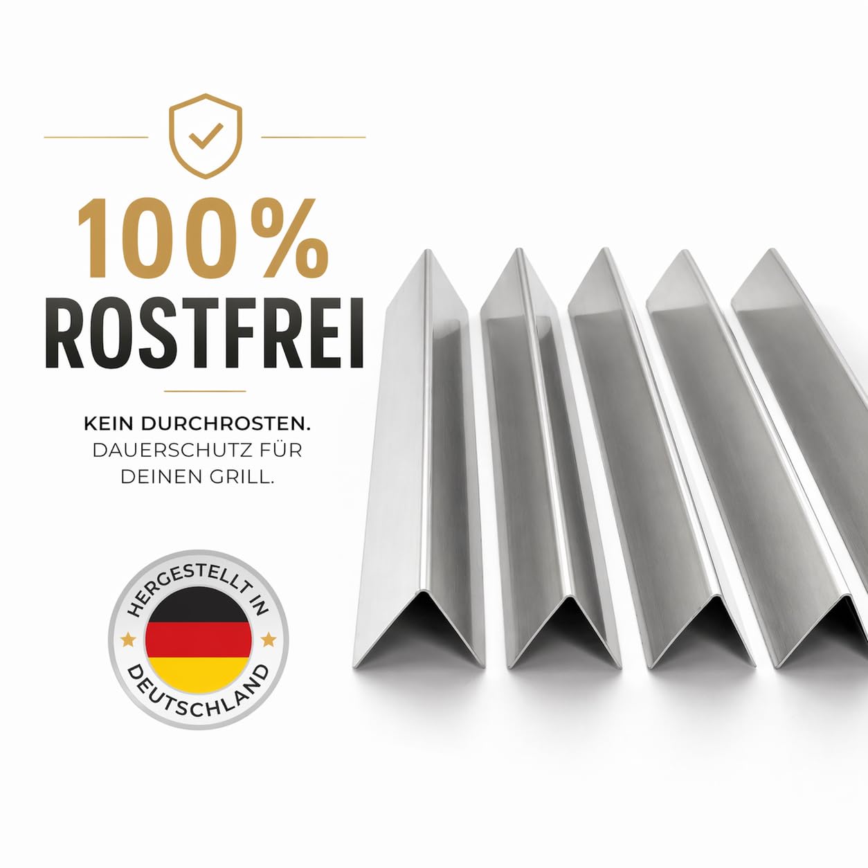 Generisch Premium Aromaschienen für Weber Spirit 300 Serie (E310, E320, E330) | 5er Set Edelstahl | Rostfrei 100% Passgenau ab 2013 | Flavorizer Brennerabdeckungen